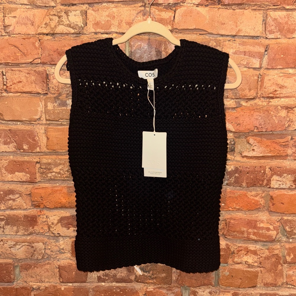 COS Black Crochet Knit Sleeveless Top